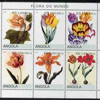 Angola 2000 Flowers #2 perf sheetlet containing 6 values unmounted mint