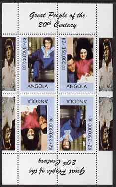 Angola 1999 Great People of the 20th Century - Elvis #3 perf sheetlet of 4 (2 tete-beche pairs) unmounted mint. Note this item is privately produced and is offered purely on its thematic appeal