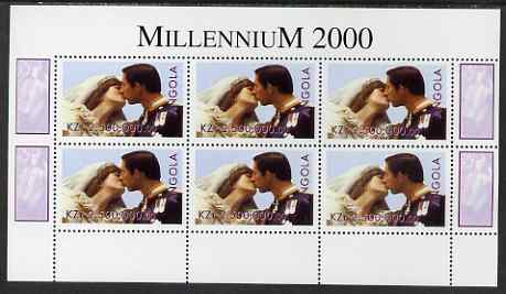 Angola 2000 Millennium 2000 - Royal Wedding perf sheetlet containing 6 values unmounted mint. Note this item is privately produced and is offered purely on its thematic appeal