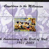 Angola 1999 Countdown to the Millennium - Birth Centenary of Walt Disney perf s/sheet #1 unmounted mint. Note this item is privately produced and is offered purely on its thematic appeal