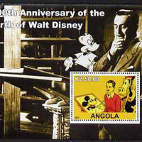 Angola 2002 Birth Centenary of Walt Disney #01 perf s/sheet - Disney drawing Mickey Mouse unmounted mint