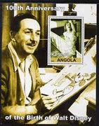 Angola 2002 Birth Centenary of Walt Disney #02 perf s/sheet - Marilyn & Disney drawing Mickey Mouse unmounted mint