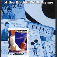 Angola 2002 Birth Centenary of Walt Disney #04 perf s/sheet - Pope & Magazines unmounted mint