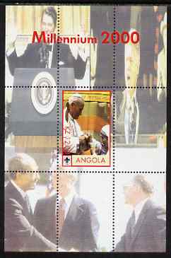 Angola 2000 Millennium 2000 - Pope perf s/sheet (background shows US Presidents) unmounted mint. Note this item is privately produced and is offered purely on its thematic appeal