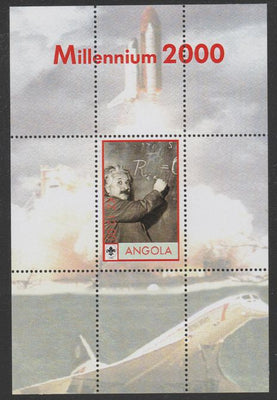 Angola 2000 Millennium 2000 - Einstein perf s/sheet (background shows Shuttle, Concorde & Scout Logo) unmounted mint with title at top