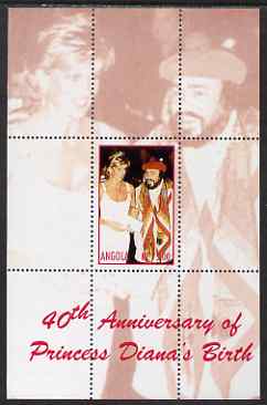 Angola 2002 40th Anniversary of Birth of Princess Diana perf s/sheet #4 (with Pavrotti) unmounted mint. Note this item is privately produced and is offered purely on its thematic appeal