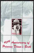 Angola 2002 40th Anniversary of Birth of Princess Diana perf s/sheet #7 (resting her head on her hand) unmounted mint. Note this item is privately produced and is offered purely on its thematic appeal