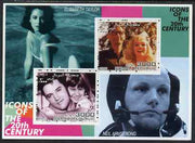 Somalia 2001 Icons of the 20th Century #16 - Elvis & Marilyn perf sheetlet containing 2 values with Elizabeth Taylor & Neil Armstrong in background unmounted mint. Note this item is privately produced and is offered purely on its thematic appeal