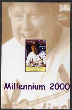 Somaliland 2001 Millennium series - Baseball Stars #6 Red Schoendienst imperf m/sheet unmounted mint. Note this item is privately produced and is offered purely on its thematic appeal