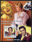 Somaliland 2002 A Tribute to the Woman of the Century #07 - The Queen Mother perf m/sheet also showing Walt Disney, Diana, Marilyn & Elvis, unmounted mint
