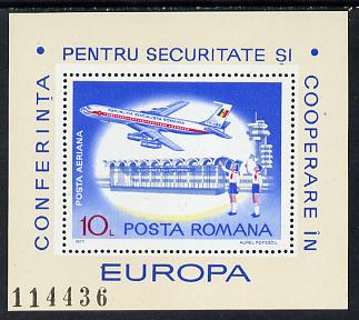 Rumania 1977 European Security m/sheet,(Airliner) unmounted mint Mi 143 (SG MS 4303)