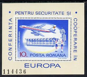 Rumania 1977 European Security m/sheet,(Airliner) unmounted mint Mi 143 (SG MS 4303)