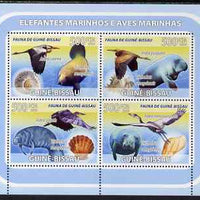Guinea - Bissau 2008 Sea Cows & Sea Birds (with seashells) perf sheetlet containing 4 values unmounted mint