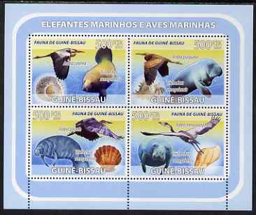 Guinea - Bissau 2008 Sea Cows & Sea Birds (with seashells) perf sheetlet containing 4 values unmounted mint