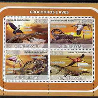 Guinea - Bissau 2008 Crocodiles & Birds perf sheetlet containing 4 values unmounted mint
