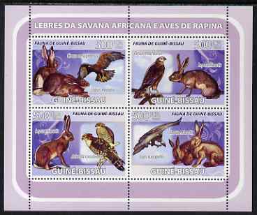 Guinea - Bissau 2008 Rabbits & Birds of African Savanna perf sheetlet containing 4 values unmounted mint
