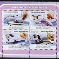Guinea - Bissau 2008 Dolphins & Sea Birds (with seashells) perf sheetlet containing 4 values unmounted mint