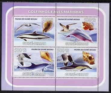 Guinea - Bissau 2008 Dolphins & Sea Birds (with seashells) perf sheetlet containing 4 values unmounted mint