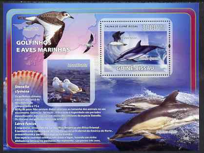 Guinea - Bissau 2008 Dolphins & Sea Birds (with seashells) perf souvenir sheet unmounted mint