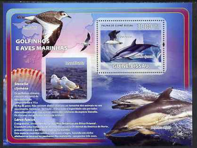 Guinea - Bissau 2008 Dolphins & Sea Birds (with seashells) perf souvenir sheet unmounted mint