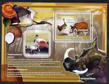 Guinea - Bissau 2008 Wild Boar and Birds perf souvenir sheet unmounted mint