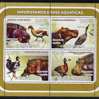 Guinea - Bissau 2008 Hippopotamus and Birds perf sheetlet containing 4 values unmounted mint