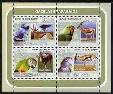 Guinea - Bissau 2008 Gazelles and Birds (Parrots) perf sheetlet containing 4 values unmounted mint