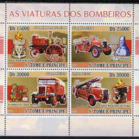 St Thomas & Prince Islands 2008 Fire Engines perf sheetlet containing 4 values unmounted mint