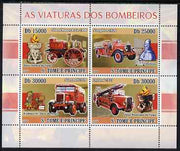 St Thomas & Prince Islands 2008 Fire Engines perf sheetlet containing 4 values unmounted mint