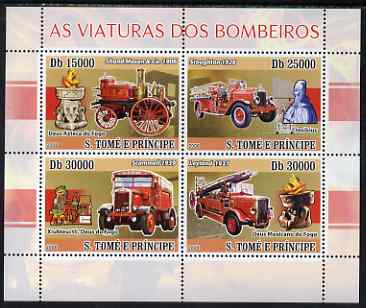St Thomas & Prince Islands 2008 Fire Engines perf sheetlet containing 4 values unmounted mint