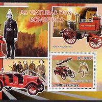 St Thomas & Prince Islands 2008 Fire Engines perf souvenir sheet unmounted mint