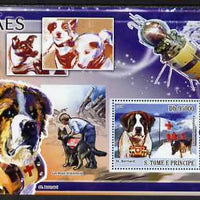 St Thomas & Prince Islands 2008 Dogs and their Masters perf souvenir sheet unmounted mint