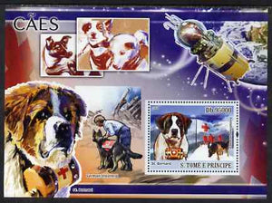St Thomas & Prince Islands 2008 Dogs and their Masters perf souvenir sheet unmounted mint