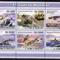 St Thomas & Prince Islands 2008 World War II perf sheetlet containing 6 values unmounted mint
