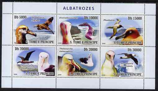 St Thomas & Prince Islands 2008 Albatross perf sheetlet containing 6 values unmounted mint