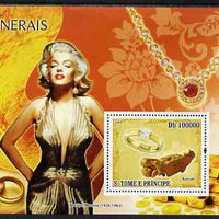 St Thomas & Prince Islands 2008 Minerals and Jewels (with Marilyn Monroe) perf souvenir sheet unmounted mint