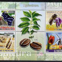 St Thomas & Prince Islands 2008 Agriculture perf sheetlet containing 4 values plus 2 labels unmounted mint