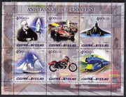Guinea - Bissau 2005 Centenary of death of Jules Verne perf sheetlet containing 6 values (featuring Jules Verne,,F1 Ferrari, Concorde, Harley Davidson motorcyle etc) unmounted mint Mi 2865-70