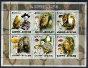 Guinea - Bissau 2005 Lord Baden Powell and Owls (with Fungi) perf sheetlet containing 6 values unmounted mint Mi 2888-93