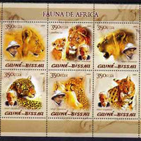 Guinea - Bissau 2005 Fauna of Africa (featuring Albert Schweitzer and Wild Cats) perf sheetlet containing 6 values unmounted mint Mi 2828-23