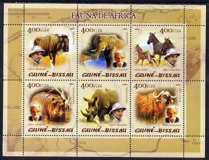 Guinea - Bissau 2005 Fauna of Africa (featuring Albert Schweitzer and Mammals) sheetlet containing 6 values unmounted mint Mi 2824-29