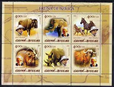 Guinea - Bissau 2005 Fauna of Africa (featuring Albert Schweitzer and Mammals) sheetlet containing 6 values unmounted mint Mi 2824-29