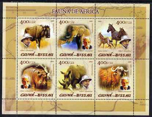 Guinea - Bissau 2005 Fauna of Africa (featuring Albert Schweitzer and Mammals) sheetlet containing 6 values unmounted mint Mi 2824-29