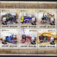 Guinea - Bissau 2005 Steam Trains (featuring Jules Verne) sheetlet containing 6 values unmounted mint Mi 2859-64