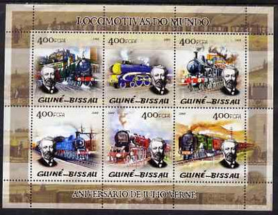 Guinea - Bissau 2005 Steam Trains (featuring Jules Verne) sheetlet containing 6 values unmounted mint Mi 2859-64