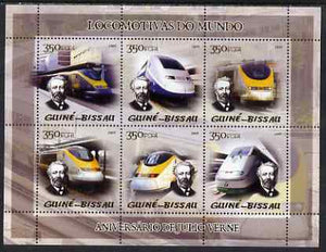 Guinea - Bissau 2005 Modern Deisel Trains (featuring Jules Verne and Eurostar) sheetlet containing 6 values unmounted mint Mi 2853-58
