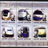 Guinea - Bissau 2005 Japanese Trains (featuring Jules Verne) sheetlet containing 6 x 450 Fcfa values unmounted mint Mi 2871-76