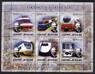 Guinea - Bissau 2005 Japanese Trains (featuring Jules Verne) sheetlet containing 6 x 500 Fcfa values unmounted mint Mi 2877-82