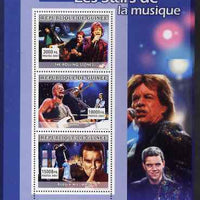Guinea - Conakry 2007 Male Music Stars perf sheetlet containing 3 values (Rolling Stones, Sting, Robbie Williams) unmounted mint