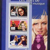 Guinea - Conakry 2007 Female Music Stars perf sheetlet containing 3 values (Norah Jones, Madonna, Britney Spears) unmounted mint